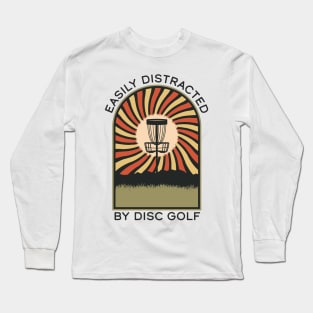 Easily Distracted by Disc Golf | Disc Golf Vintage Retro Arch Mountains Long Sleeve T-Shirt